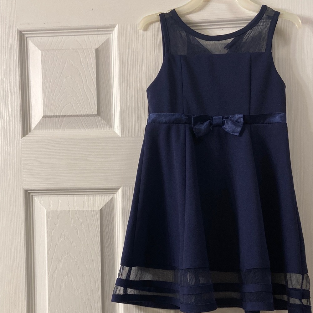 Calvin Klein Midnight Blue Kids Dress with Bow